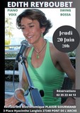 Dîner-concert piano-voix Jazz Swing Bossa Edith Reyboubet Jeudi 20 Juin 20h restaurant Plaisir Gourmand PONT DE L'ARCHE 27